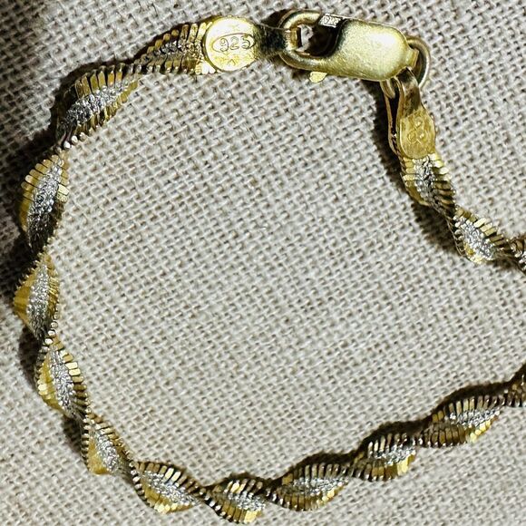 Italian 925 Sterling Silver & Gold-Tone Twisted Rope Chain – 18.5” - Picture 13 of 17